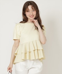 SWINGLE | 【5/8(Fri)発売】異素材ペプラムトップス(Tシャツ/カットソー)