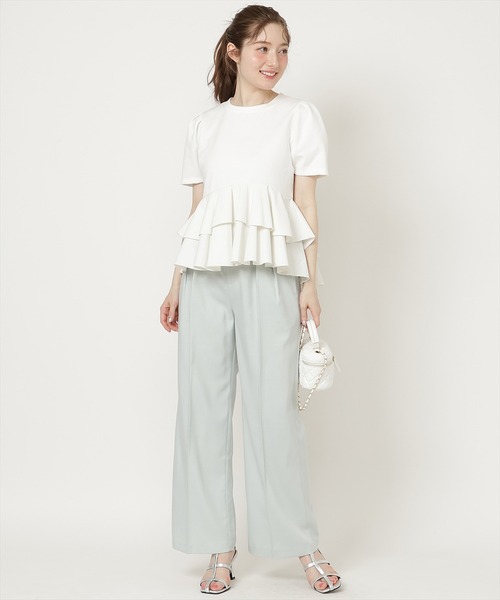 SWINGLE（スウィングル）の「【5/8(Fri)発売】異素材ペプラムトップス（Tシャツ/カットソー・レディース・イエロー/ブルー/オフホワイト/ブラック系その他7・FREE）」の19枚目の写真