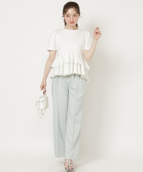 SWINGLE（スウィングル）の「【5/8(Fri)発売】異素材ペプラムトップス（Tシャツ/カットソー・レディース・イエロー/ブルー/オフホワイト/ブラック系その他7・FREE）」の20枚目の写真
