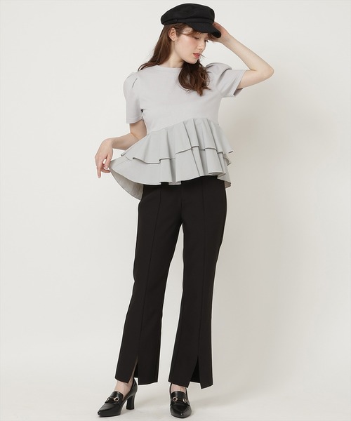 SWINGLE（スウィングル）の「【5/8(Fri)発売】異素材ペプラムトップス（Tシャツ/カットソー・レディース・イエロー/ブルー/オフホワイト/ブラック系その他7・FREE）」の12枚目の写真