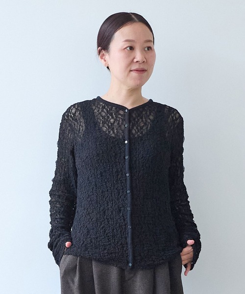yuni（ユニ　）の「flower shirring lace cardigan（カーディガン/ボレロ・レディース・ブラック/イエロー/ホワイト・FREE）」の10枚目の写真