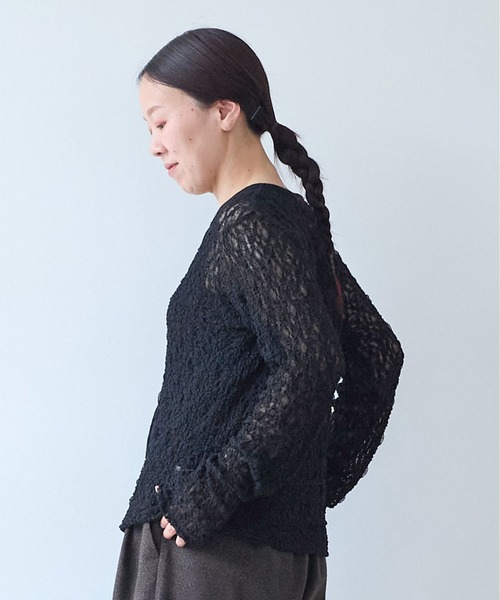yuni（ユニ　）の「flower shirring lace cardigan（カーディガン/ボレロ・レディース・ブラック/イエロー/ホワイト・FREE）」の11枚目の写真