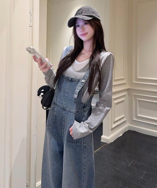 FAVORITO（ファヴォリート）の「デニムサロペット（サロペット/オーバーオール・レディース・ブルー・M/S/XL/L）」の5枚目の写真