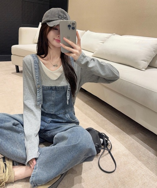 FAVORITO（ファヴォリート）の「デニムサロペット（サロペット/オーバーオール・レディース・ブルー・M/S/XL/L）」の4枚目の写真