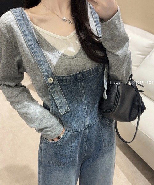 FAVORITO（ファヴォリート）の「デニムサロペット（サロペット/オーバーオール・レディース・ブルー・M/S/XL/L）」の2枚目の写真