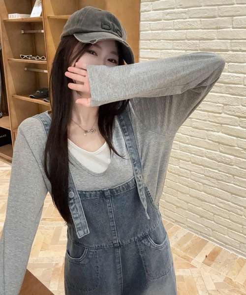 FAVORITO（ファヴォリート）の「デニムサロペット（サロペット/オーバーオール・レディース・ブルー・M/S/XL/L）」の3枚目の写真