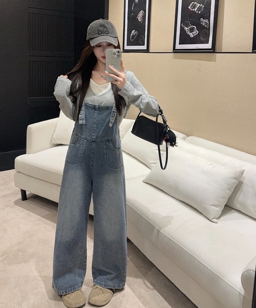 FAVORITO（ファヴォリート）の「デニムサロペット（サロペット/オーバーオール・レディース・ブルー・M/S/XL/L）」の15枚目の写真