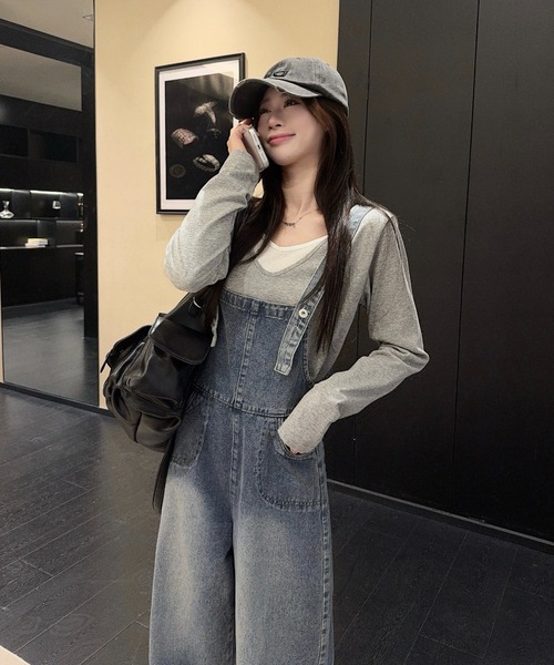 FAVORITO（ファヴォリート）の「デニムサロペット（サロペット/オーバーオール・レディース・ブルー・M/S/XL/L）」の7枚目の写真
