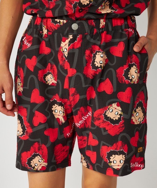 BETTY BOOP(ベティ・ブープ)の「【Loudmouth:ラウドマウス】ベティ・ブープ / BETTY BOOP コラボショートパンツ(その他パンツ・メンズ・ホワイト系その他/ブラック×レッド・LARGE/X-LARGE/XX-LARGE/XXX-LARGE/XXXX-LARGE)」の2枚目の写真