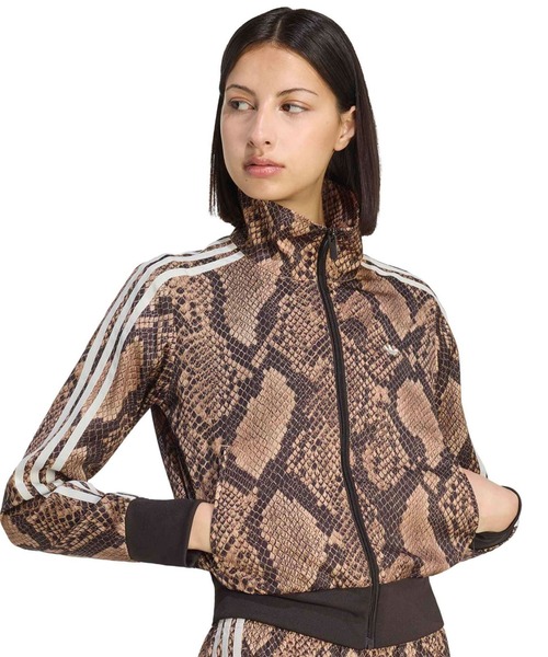 adidas(アディダス)の「adidas SNAKE PRINT SATIN FIREBIRD TRACK TOP / アディダス スネーク プリント サテン ファイヤーバード トラックトップ(ジャージ・レディース・ベージュ・L/M/S)」の1枚目の写真