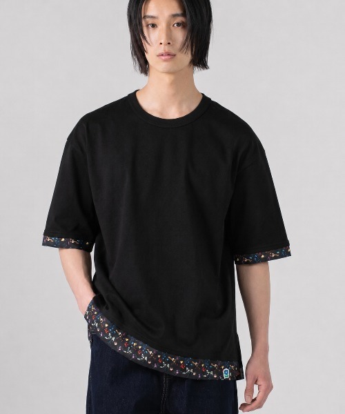 rehacer(レアセル)の「rehacer : Botanical Layered Wide CS / ボタニカルレイヤード ワイドカットソー(Tシャツ/カットソー・メンズ・ブラック/ホワイト・LARGE/X-LARGE/SMALL/MEDIUM)」の1枚目の写真