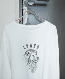 【予約】ライオン刺繍プリント 長袖TEE