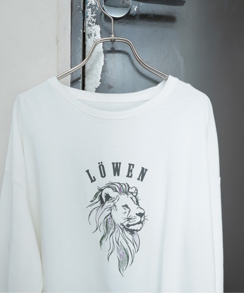 NOMBRE IMPAIR(ノンブルアンペール)の「【予約】ライオン刺繍プリント 長袖TEE(Tシャツ/カットソー・レディース・レッド/イエロー/ホワイト・FREE)」の2枚目の写真