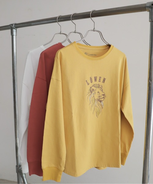 NOMBRE IMPAIR(ノンブルアンペール)の「【予約】ライオン刺繍プリント 長袖TEE(Tシャツ/カットソー・レディース・レッド/イエロー/ホワイト・FREE)」の1枚目の写真