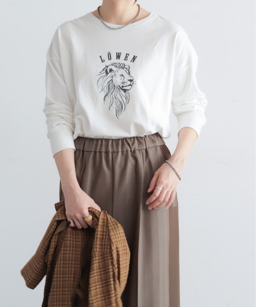 NOMBRE IMPAIR(ノンブルアンペール)の「【予約】ライオン刺繍プリント 長袖TEE(Tシャツ/カットソー・レディース・レッド/イエロー/ホワイト・FREE)」の5枚目の写真