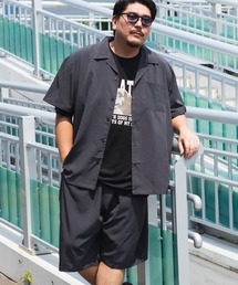 PIMLICO（ピムリコ）の「セットアップ 夏 半袖シャツ ショートパンツ メンズ 大きいサイズ WEB限定 収納袋付き 無地 半袖 開襟シャツ＆ショートパンツセット PIMLICO (ピムリコ)（セットアップ）」