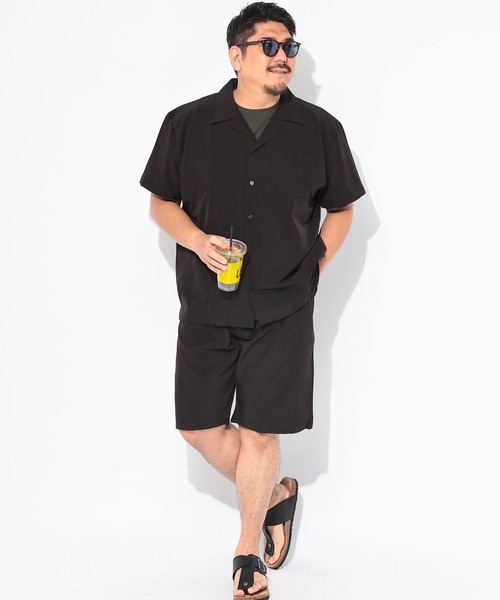 PIMLICO(ピムリコ)の「セットアップ 夏 半袖シャツ ショートパンツ メンズ 大きいサイズ WEB限定 収納袋付き 無地 半袖 開襟シャツ&ショートパンツセット PIMLICO (ピムリコ)(セットアップ・メンズ・ダークグレー/グレー/ブラック・X1(3L~4L)/X2(4L~5L)/X3(6L~7L)/X4(8L~9L)/X5(9L~10L))」の19枚目の写真