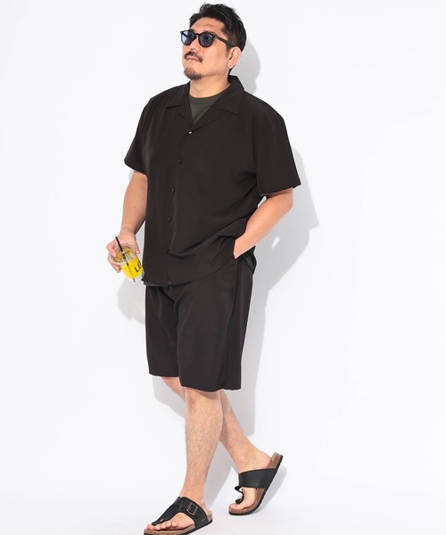 PIMLICO(ピムリコ)の「セットアップ 夏 半袖シャツ ショートパンツ メンズ 大きいサイズ WEB限定 収納袋付き 無地 半袖 開襟シャツ&ショートパンツセット PIMLICO (ピムリコ)(セットアップ・メンズ・ダークグレー/グレー/ブラック・X1(3L~4L)/X2(4L~5L)/X3(6L~7L)/X4(8L~9L)/X5(9L~10L))」の20枚目の写真