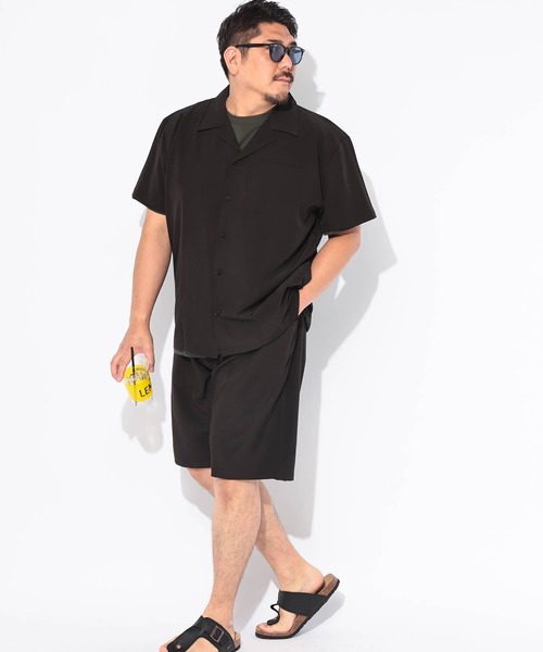 PIMLICO(ピムリコ)の「セットアップ 夏 半袖シャツ ショートパンツ メンズ 大きいサイズ WEB限定 収納袋付き 無地 半袖 開襟シャツ&ショートパンツセット PIMLICO (ピムリコ)(セットアップ・メンズ・ダークグレー/グレー/ブラック・X1(3L~4L)/X2(4L~5L)/X3(6L~7L)/X4(8L~9L)/X5(9L~10L))」の21枚目の写真