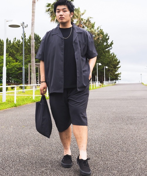 PIMLICO(ピムリコ)の「セットアップ 夏 半袖シャツ ショートパンツ メンズ 大きいサイズ WEB限定 収納袋付き 無地 半袖 開襟シャツ&ショートパンツセット PIMLICO (ピムリコ)(セットアップ・メンズ・ダークグレー/グレー/ブラック・X1(3L~4L)/X2(4L~5L)/X3(6L~7L)/X4(8L~9L)/X5(9L~10L))」の8枚目の写真