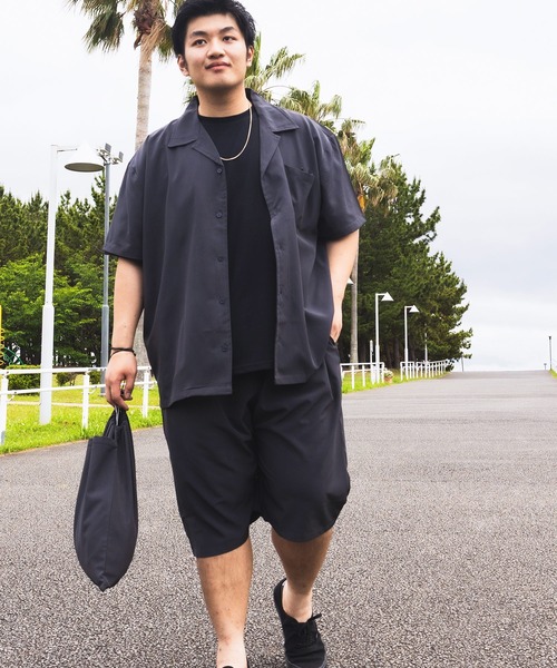 PIMLICO(ピムリコ)の「セットアップ 夏 半袖シャツ ショートパンツ メンズ 大きいサイズ WEB限定 収納袋付き 無地 半袖 開襟シャツ&ショートパンツセット PIMLICO (ピムリコ)(セットアップ・メンズ・ダークグレー/グレー/ブラック・X1(3L~4L)/X2(4L~5L)/X3(6L~7L)/X4(8L~9L)/X5(9L~10L))」の10枚目の写真