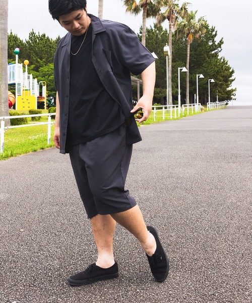 PIMLICO(ピムリコ)の「セットアップ 夏 半袖シャツ ショートパンツ メンズ 大きいサイズ WEB限定 収納袋付き 無地 半袖 開襟シャツ&ショートパンツセット PIMLICO (ピムリコ)(セットアップ・メンズ・ダークグレー/グレー/ブラック・X1(3L~4L)/X2(4L~5L)/X3(6L~7L)/X4(8L~9L)/X5(9L~10L))」の11枚目の写真