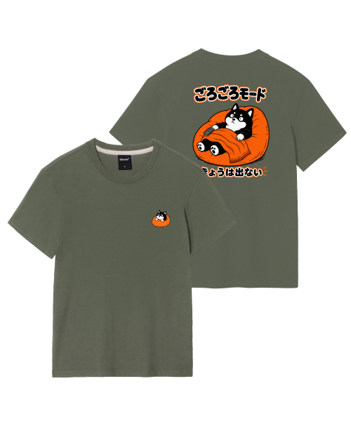 OKSTAR（オクスター）の「ゴロゴロシババックプリントグラフィック半袖Tシャツ（Tシャツ/カットソー・レディース・ホワイト/ブラック/ライトグレー/ダークグリーン/ネイビー/グレー/カーキ/クリーム/ダークグレー/ダークブルー/ライトベージュ・SMALL/MEDIUM/LARGE/X-LARGE/2XL/3XL/4XL）」の19枚目の写真