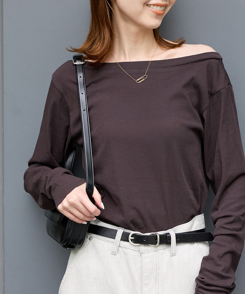 JOURNAL STANDARD（ジャーナルスタンダード）の「《追加》シアーフライス2WAYロングスリーブ（Tシャツ/カットソー・レディース・ブラック/ホワイト/ブラウン・FREE）」の3枚目の写真