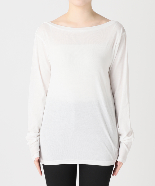 JOURNAL STANDARD（ジャーナルスタンダード）の「《追加》シアーフライス2WAYロングスリーブ（Tシャツ/カットソー・レディース・ブラック/ホワイト/ブラウン・FREE）」の7枚目の写真