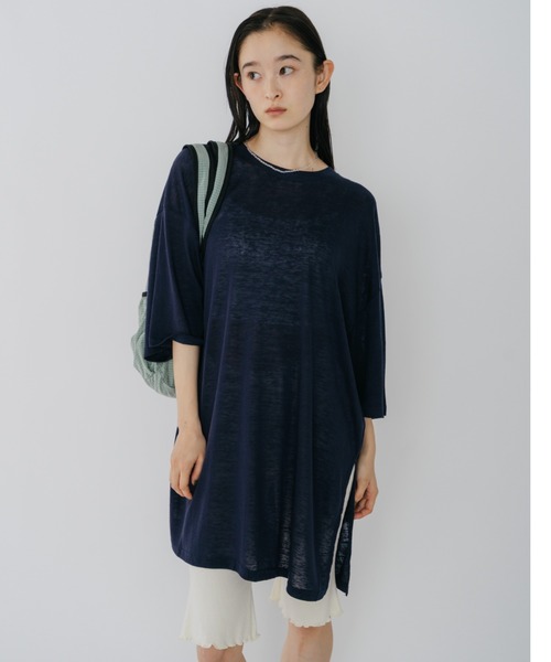 duei(デュイ)の「オーバーサイズビッグシルエットTシャツ(Tシャツ/カットソー・レディース・ライトグリーン/ネイビー/パープル・FREE)」の3枚目の写真
