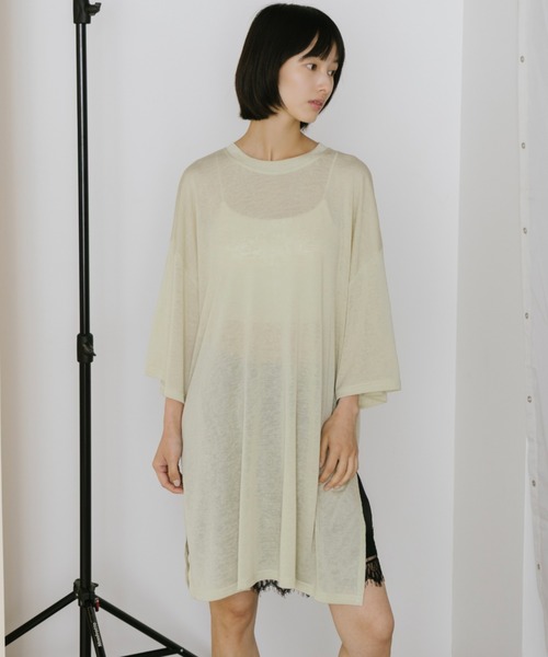 duei(デュイ)の「オーバーサイズビッグシルエットTシャツ(Tシャツ/カットソー・レディース・ライトグリーン/ネイビー/パープル・FREE)」の4枚目の写真