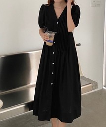 ピンタックパフスリーブワンピース