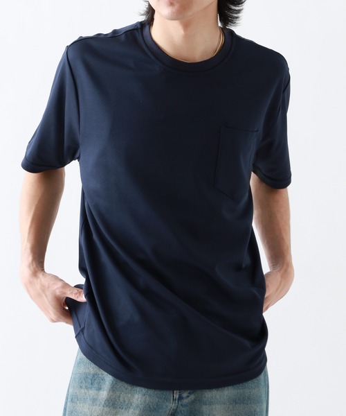 FUNALIVE(ファンアライブ)の「Ree&Mee ビジカジ ジャケット インナー用 ストレッチ 消臭 高通気 形態安定 汗染み軽減 無地 Tシャツ(Tシャツ/カットソー・メンズ・ホワイト/サックスブルー/ピンク/グレー/カーキ/ブラック・LL/L/S/M)」の21枚目の写真