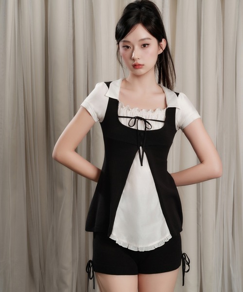 セール】Heritage Ribbon Docking Knit Set（ワンピース）｜andwang