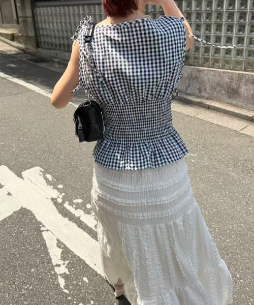 mebole(メボレ)の「shoulder ribbon gingham check blouse(シャツ/ブラウス・レディース・ブラック/ブルー/レッド・FREE)」の20枚目の写真