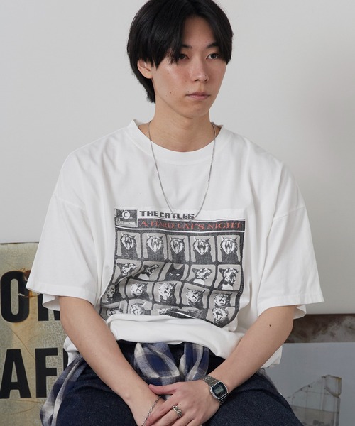 REMI RELIEF(レミレリーフ)の「REMI RELIEF/レミレリーフ HARS SP加工20/-天竺BIGサイズT(A HARD CAT'S NIGHT) ヴィンテージ コットンTシャツ メンズ 秋 秋服 2026年秋冬(Tシャツ/カットソー・メンズ・ホワイト/ブラック/ワインレッド・M/L)」の16枚目の写真