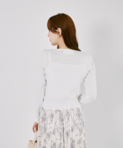tocco closet(トッコ クローゼット)の「UVカット&接触冷感&ハンドウォッシュ♪リボンモチーフ釦カーディガン(カーディガン/ボレロ・レディース・オフホワイト/ブラック/ローズ・M)」の8枚目の写真