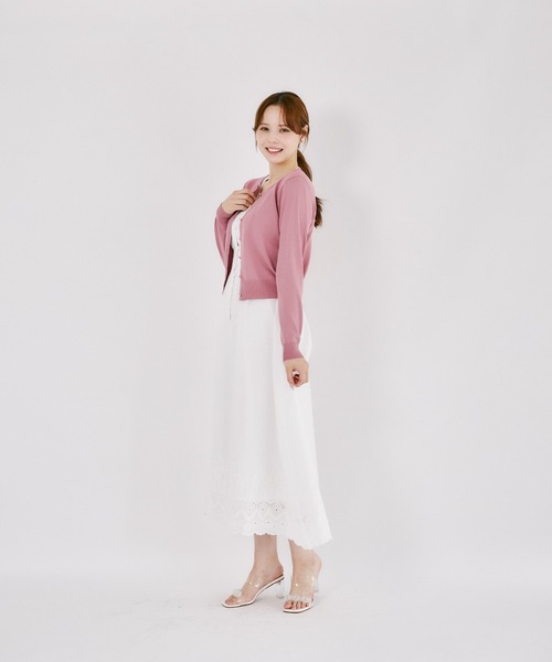 tocco closet(トッコ クローゼット)の「UVカット&接触冷感&ハンドウォッシュ♪リボンモチーフ釦カーディガン(カーディガン/ボレロ・レディース・オフホワイト/ブラック/ローズ・M)」の22枚目の写真