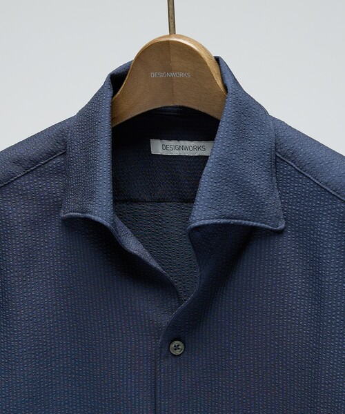 DESIGNWORKS（デザインワークス）の「【立体襟】半袖サッカーシャツ（シャツ/ブラウス・メンズ・ホワイト/ネイビー/グレー/ブルー・48/46/50/52）」の20枚目の写真