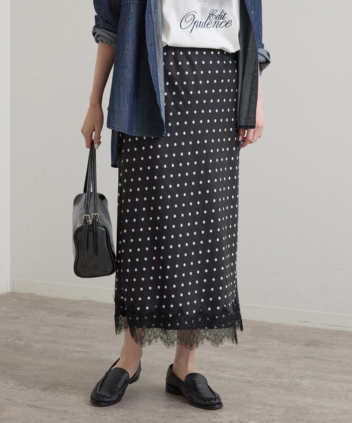 U by SPICK&SPAN(ユーバイスピックアンドスパン)の「《 追加》ドットレーススカート(スカート・レディース・White/ブラック・FREE)」の8枚目の写真