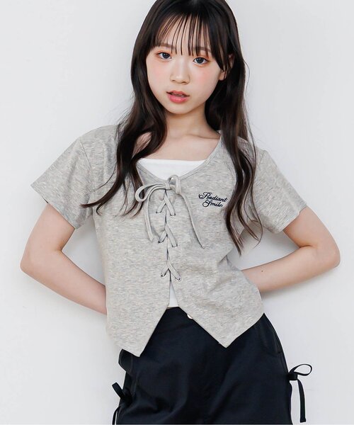 セール】レースアップドッキング半袖Tシャツ（Tシャツ/カットソー