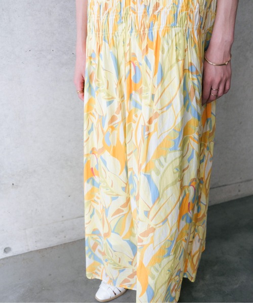 DOLLUPOOPS(ドールアップウップス)の「Botanical Bird Shirring Dress(ボタニカルバードシャーリングワンピース)(ワンピース・レディース・ブルー/イエロー・FREE)」の8枚目の写真