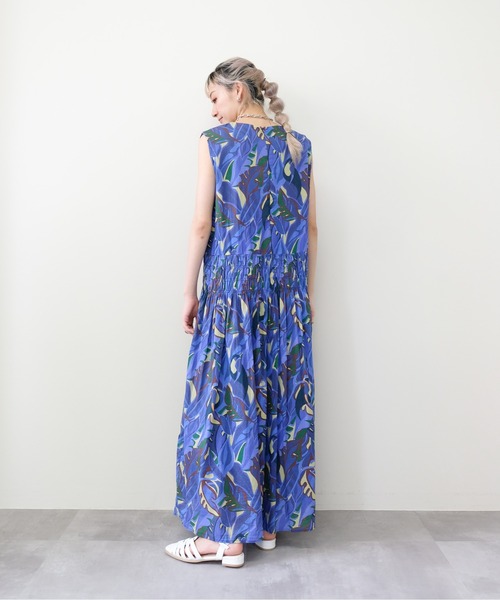 DOLLUPOOPS(ドールアップウップス)の「Botanical Bird Shirring Dress(ボタニカルバードシャーリングワンピース)(ワンピース・レディース・ブルー/イエロー・FREE)」の12枚目の写真