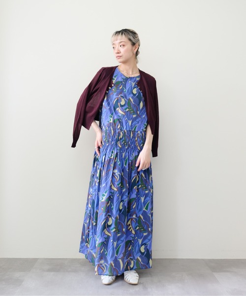 DOLLUPOOPS(ドールアップウップス)の「Botanical Bird Shirring Dress(ボタニカルバードシャーリングワンピース)(ワンピース・レディース・ブルー/イエロー・FREE)」の16枚目の写真
