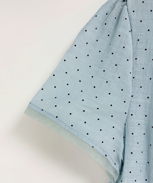 ONEP STAR(ワンピスター)の「ドット柄ペプラム半袖ブラウス(シャツ/ブラウス・レディース・ライトブルー・MEDIUM/LARGE/X-LARGE)」の3枚目の写真