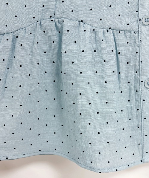 ONEP STAR(ワンピスター)の「ドット柄ペプラム半袖ブラウス(シャツ/ブラウス・レディース・ライトブルー・MEDIUM/LARGE/X-LARGE)」の2枚目の写真