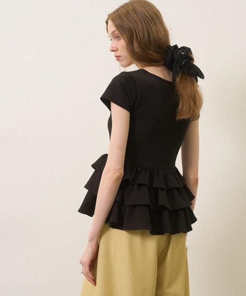 MIELI INVARIANT(ミエリインヴァリアント)の「Square Cut Peplum Tops(Tシャツ/カットソー・レディース・ホワイト/ブラック/ピンクベージュ・FREE)」の10枚目の写真