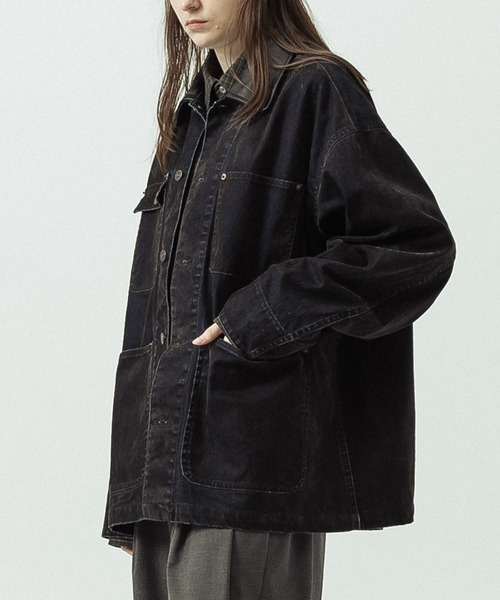 SLICK(スリック)の「【SLICK/スリック】Flock Denim Coverall/フロックデニム カバーオール(カバーオール・メンズ・インディゴブルー・3/2/1)」の1枚目の写真