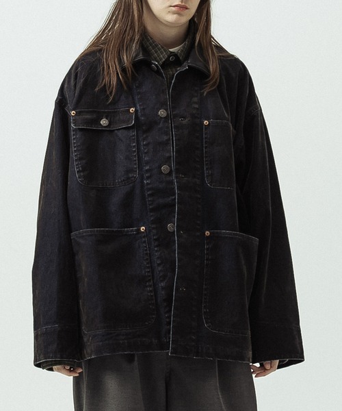 SLICK(スリック)の「【SLICK/スリック】Flock Denim Coverall/フロックデニム カバーオール(カバーオール・メンズ・インディゴブルー・3/2/1)」の3枚目の写真