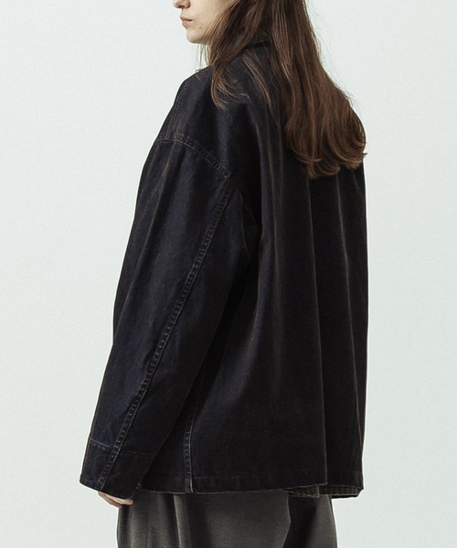 SLICK(スリック)の「【SLICK/スリック】Flock Denim Coverall/フロックデニム カバーオール(カバーオール・メンズ・インディゴブルー・3/2/1)」の6枚目の写真